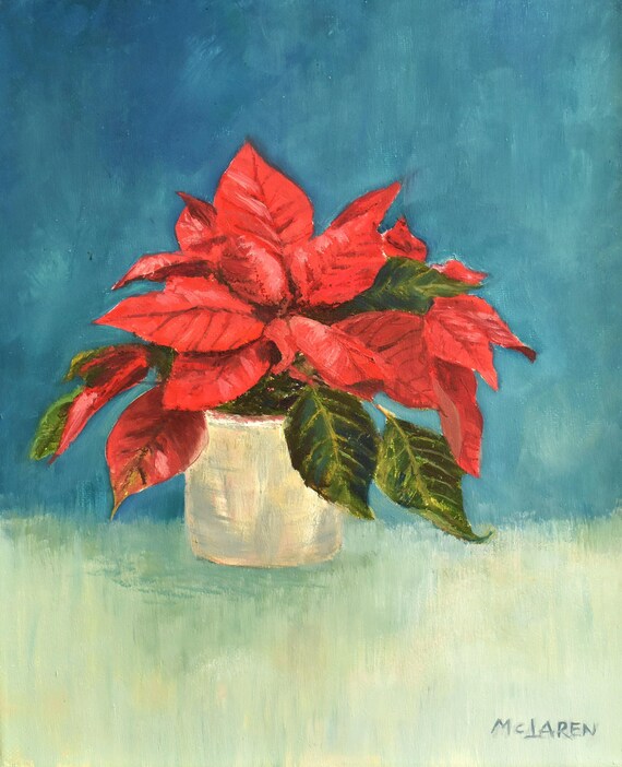 Weihnachtsstern | Original lgemlde auf gespannter Leinwand 23x3cm -  Etsy.de