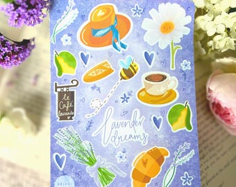 Lavender Sticker Sheet | Reading Journal Decor | Cottagecore Stationery | Planner Accessories | Purple Floral Gift | Scrapbook Supplies