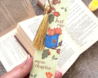 Squirrel Bookmark: Handmade Illustration with Tassel - Gift for Bookworms