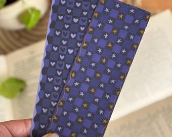 Purple Checkerboard Bookmark Set of 2, Y2K Goth Girl Handmade Book Accessories with Tassel