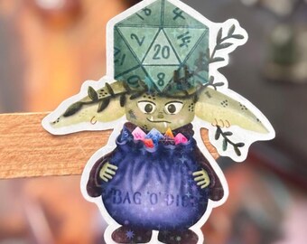 Holographic Dice Goblin Sticker: Shiny DnD Gaming