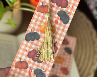 Pumpkin Spice Bookmark, Handmade Autumnal Fall Book Accessories with Tassel