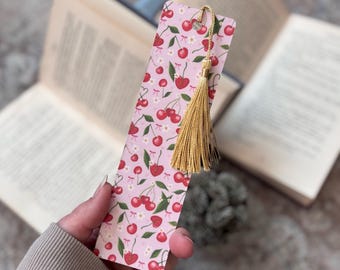 Cherry Cottagecore Bookmark | Fruity Book Lover Gift | Handmade Pink Book Accessory