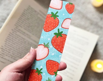 Handmade Strawberry Bookmark: Cottagecore Reader Gift with Silky Tassel