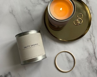 SALTY SHORES | Beachy Candle, Coconut Soy Wax (no paraffin), Sea Salt and Cotton Scented Candle, Mother's Day Gift, Aesthetic Candle