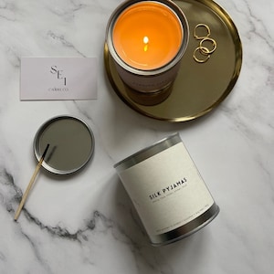 SILK PYJAMAS | Candle Gift, Bougie Scented Candle, Coconut Soy Candle, Peony and Blush Suede Scented Candle, Spring Summer Scent, Luxury