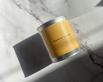 Mango Sorbet Scented Candle, Coconut Soy Wax, Fruity Summer Candle