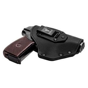 Leather Gun Holster for Concealed Carry Black Holster IWB, OWB Fits Most Subcompact 9mm & Large .380 Guns Glock 43x, Ruger LCP 画像 2