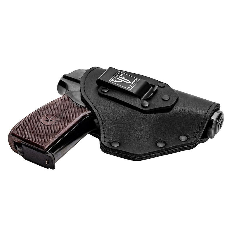 Leather Gun Holster for Concealed Carry Black Holster IWB, OWB Fits Most Subcompact 9mm & Large .380 Guns Glock 43x, Ruger LCP 画像 2