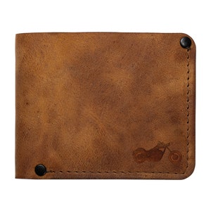 Cartera de cuero desgastada, cartera delgada personalizada, cartera plegable, titular de tarjeta de cuero, regalo de padrinos, cartera para él, hecha en Atlanta