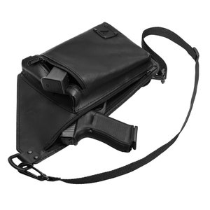 Concealed Carry Crossbody Handbag, Black Conceal Carry Bag, Messenger Bag, Adjustable Strap, Leather Utility Bag, Gift for Him, Gift for Her