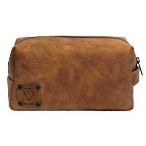Personalized Water Buffalo Leather Dopp Kit: Handmade Toiletry Bag