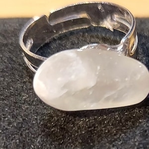 Polished quartz girls adjustable ring