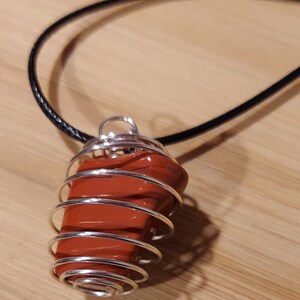 Red Agate Necklace in Spiral Cage 18in