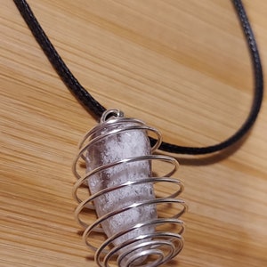 Amethyst Necklace in Spiral Cage 18in