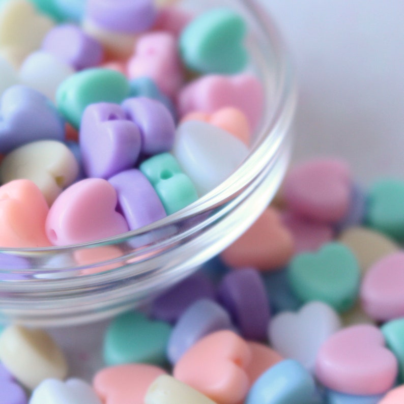 Heart Beads Pastel Beads Acrylic Heart