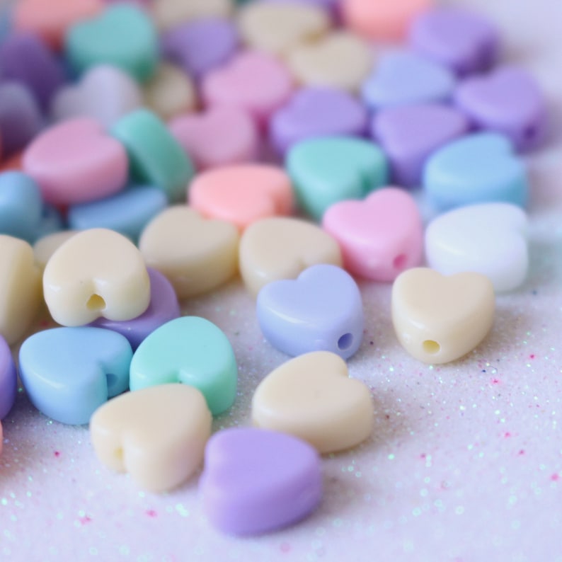 Heart Beads Pastel Beads Acrylic Heart