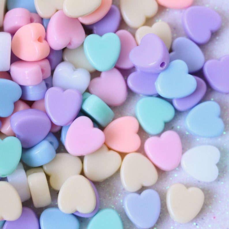 Heart Beads Pastel Beads Acrylic Heart