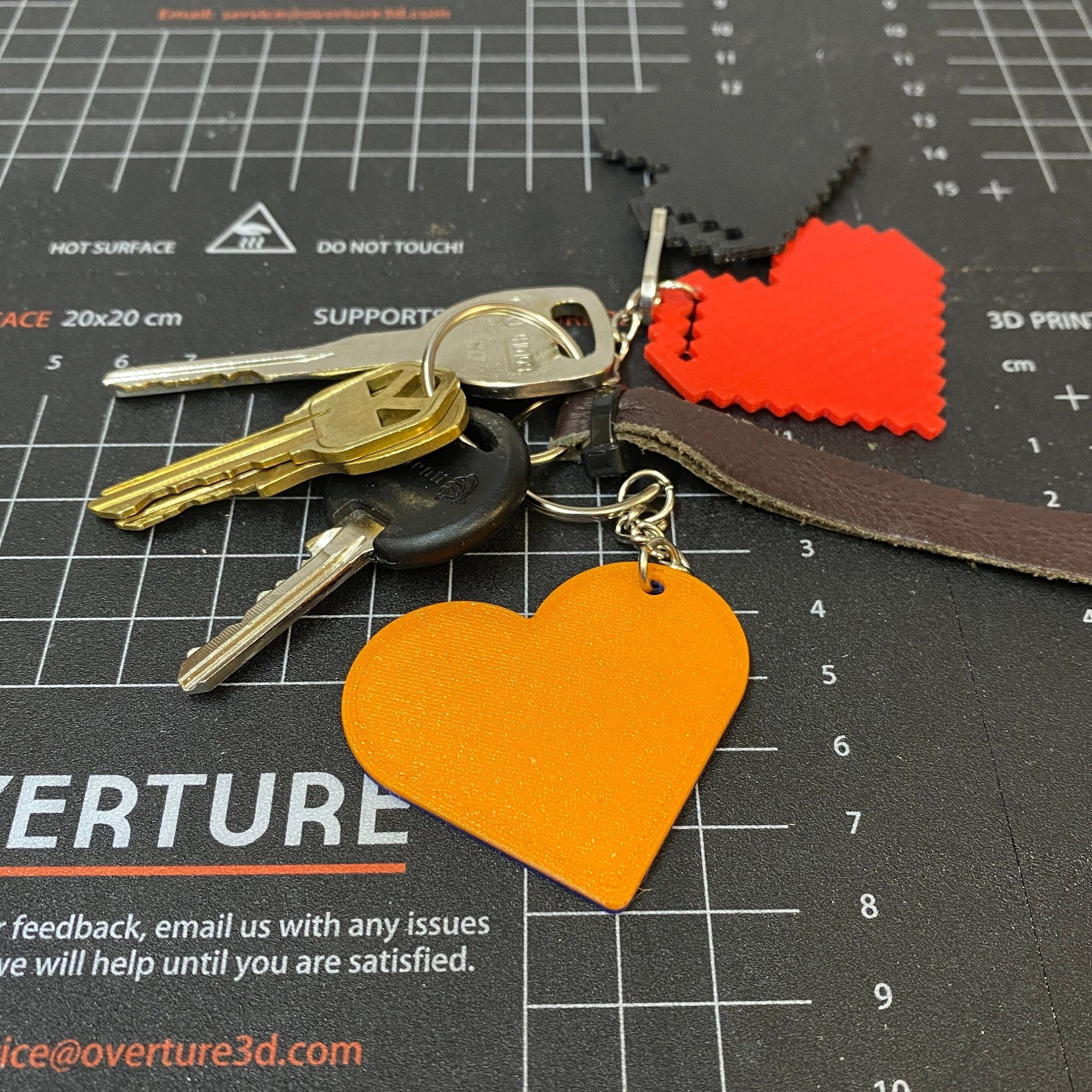 Two Color Heart Keychain, Personalized Heart Key Dangle, Heartshaped