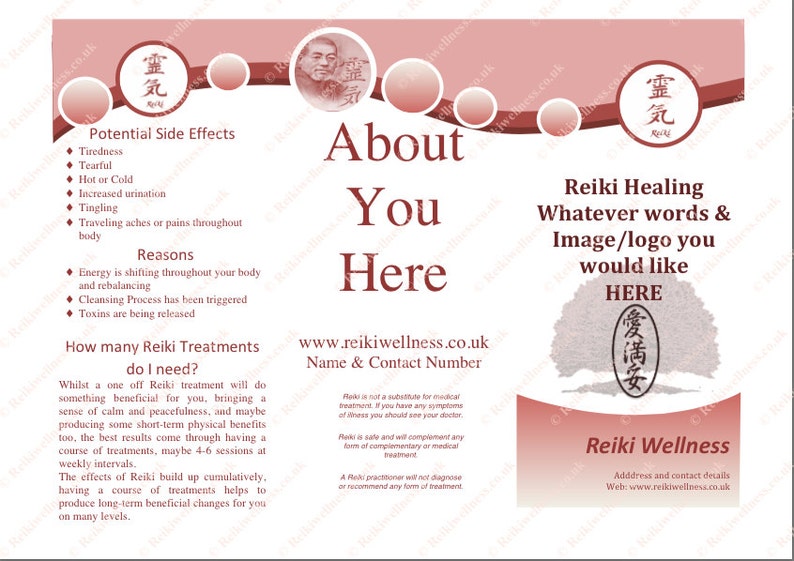 Tri fold Reiki Leaflet / Brochure/ customised/ 2 page Etsy