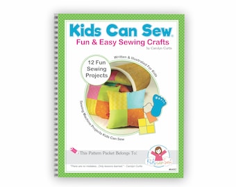 TEN Beginers Sewing Sewing Craft Patterns. Includes patterns and workbook for girls & boys learning to Sew. Fun gifts for kids to make.