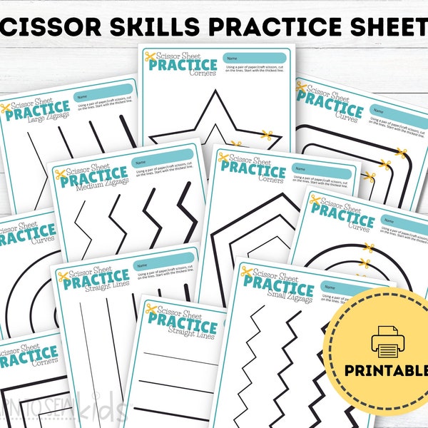 Printable Scissor Practice Skills Activity Sheets, Scissor Skills Worksheets for kids