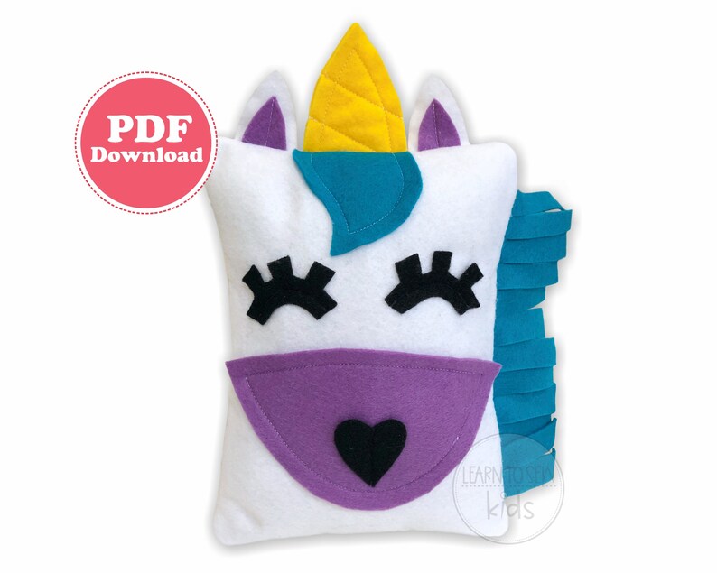 Unicorn PDF sewing pattern kids can sew Unicorn pillow for Etsy