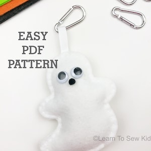 Printable Ghost pattern, Halloween Hand Sewing Project, Learn To Sew Kids, Pattern for Kids to Sew, Felt Ghost Ornament Pattern