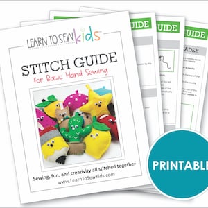 Printables, Basic Hand Sewing Stitch Guide tutorials and Instructions, Learn To Sew Kids Sewing Instruction