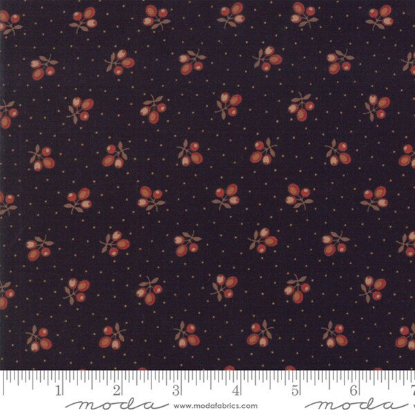 Lancaster Fabric by Jo Morton for Moda Fabrics, Civil War Reproduction Fabric No. 38081 19 Black Floral