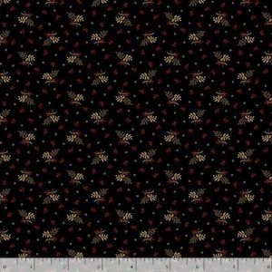 Strawberry Emery Fabric by Pam Buda for Marcus Fabrics, 100 Percent High Quality Premium Cotton Quilting Fabric, R170871D Black