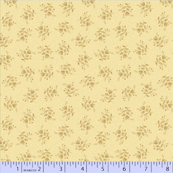 Country Meadow Fabric by Pam Buda for Marcus Fabrics, 100 Percent Premium Cotton Quilting Fabric, Product Number R1709 CREAM