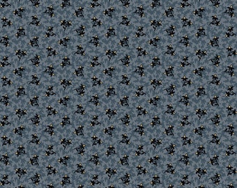 Lily&#39;s Locket by Pam Buda for Marcus Fabrics, 100 Percent High Quality Premium Cotton Quilting Fabric, R170552 Blue