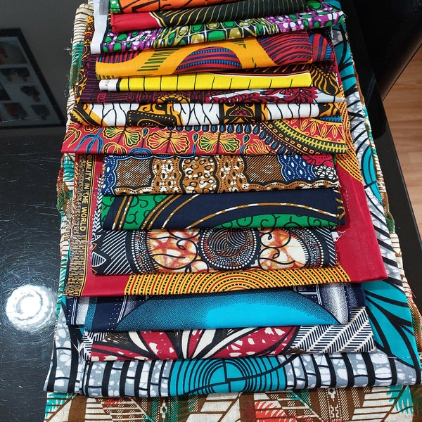 Lot de 5 tissus africains Fat Quarter, fabrication artisanale, tissu Ankara, fabrication de courtepointe, patchwork, couture, coton africain, livraison au Royaume-Uni.