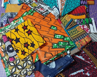 African fabric bundle, Ankara Fabric scrap pack, small scrap pieces, 24 pieces of random fabric scraps, for crafts, collages, UK Delivery