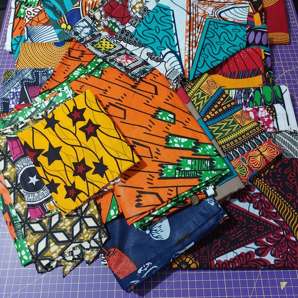 Ankara Fabric Scraps: African Wax Print Bundle, Craft Squares (24-Pack), Craft supplies, Africanische stoffe