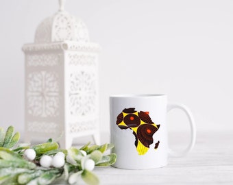 Tazza mappa Africa Ankara stampa tema tazza di caffè personalizzata cappuccino regalo damigella d'onore regalo mamma tazza motivazionale regalo per amico amante del tè regalo