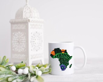 Tazza mappa Africa Ankara stampa tema tazza di caffè personalizzata cappuccino regalo damigella d'onore regalo mamma tazza motivazionale regalo per amico amante del tè regalo