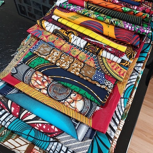 Confezione da 5 pezzi di tessuto africano, materiali per l'artigianato, tessuto Ankara, quilting, creazione di biglietti, patchwork, progetti di cucito, album di ritagli.
