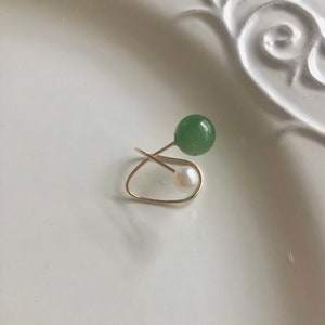 Natural Hetian Jade freshwater pearl clip-on/ear cuff. No pain Jade ear clip. comfortable Non pierced ear clip. dainty minimalist ear cuff. image 5