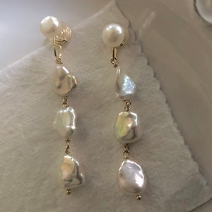 Chic Freshwater Baroque Pearl /keshi Pearl Dangle Earring. - Etsy