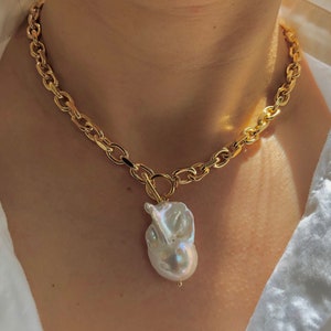 High quality freshwater Baroque chunky necklace.  Freshwater Pearl  Necklace. Fireball necklace.