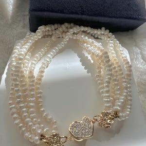 Stacking freshwater pearl vintage style six layered Chic bracelet. Multi-strand pearls bracelet. Elegant pearl bracelet.
