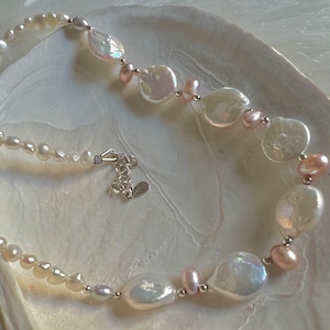 Multiple-color high luster freshwater baroque pearl beaded necklace. Statement necklace. Wedding necklace. Gift for her
