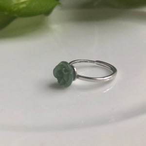 Genuine hetian jade hand-crafted rose flower ring. Lucky jade ring. Protection ring. Vintage style ring. Minimalist jade ring. Gift sterling silver