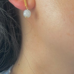 Natural Hetian Jade clip-on drop earring no pain Jade ear clipcomfortable non pierced ear clip minimalist earring elegant earring image 5