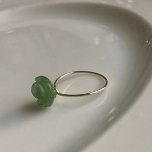 Genuine hetian jade hand-crafted rose flower ring. Lucky jade ring. Protection ring. Vintage style ring. Minimalist jade ring. Gift gold filled glaze