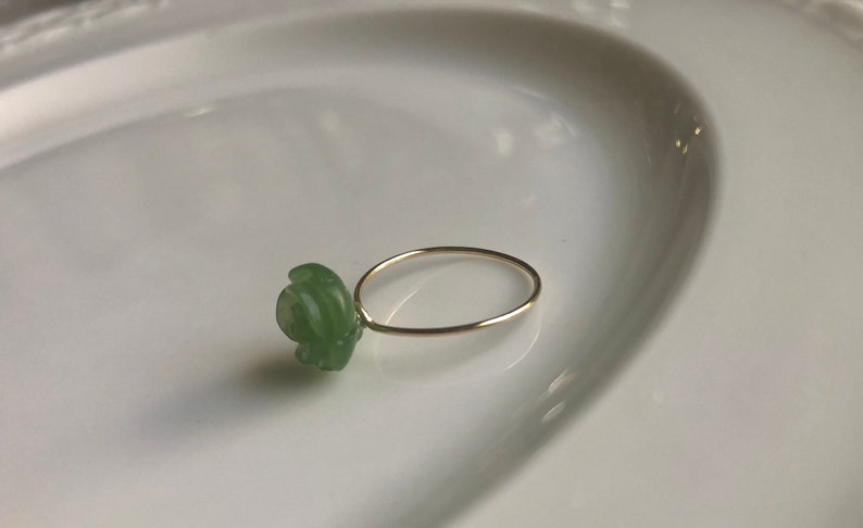 Genuine hetian jade hand-crafted rose flower ring. Lucky jade ring. Protection ring. Vintage style ring. Minimalist jade ring. Gift gold filled glaze