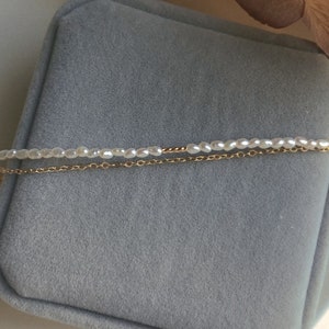 14K Gold Filled Layered Tiny Genuine Pearl Elegant Bracelet. - Etsy