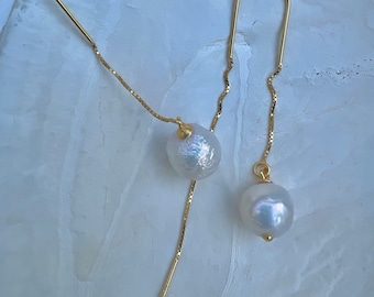 Enfileur en forme de U délicat en perles baroques d'eau douce. Boucles d'oreilles en perles d'eau douce. Boucles d'oreilles en perles de mariée. cadeau pour elle